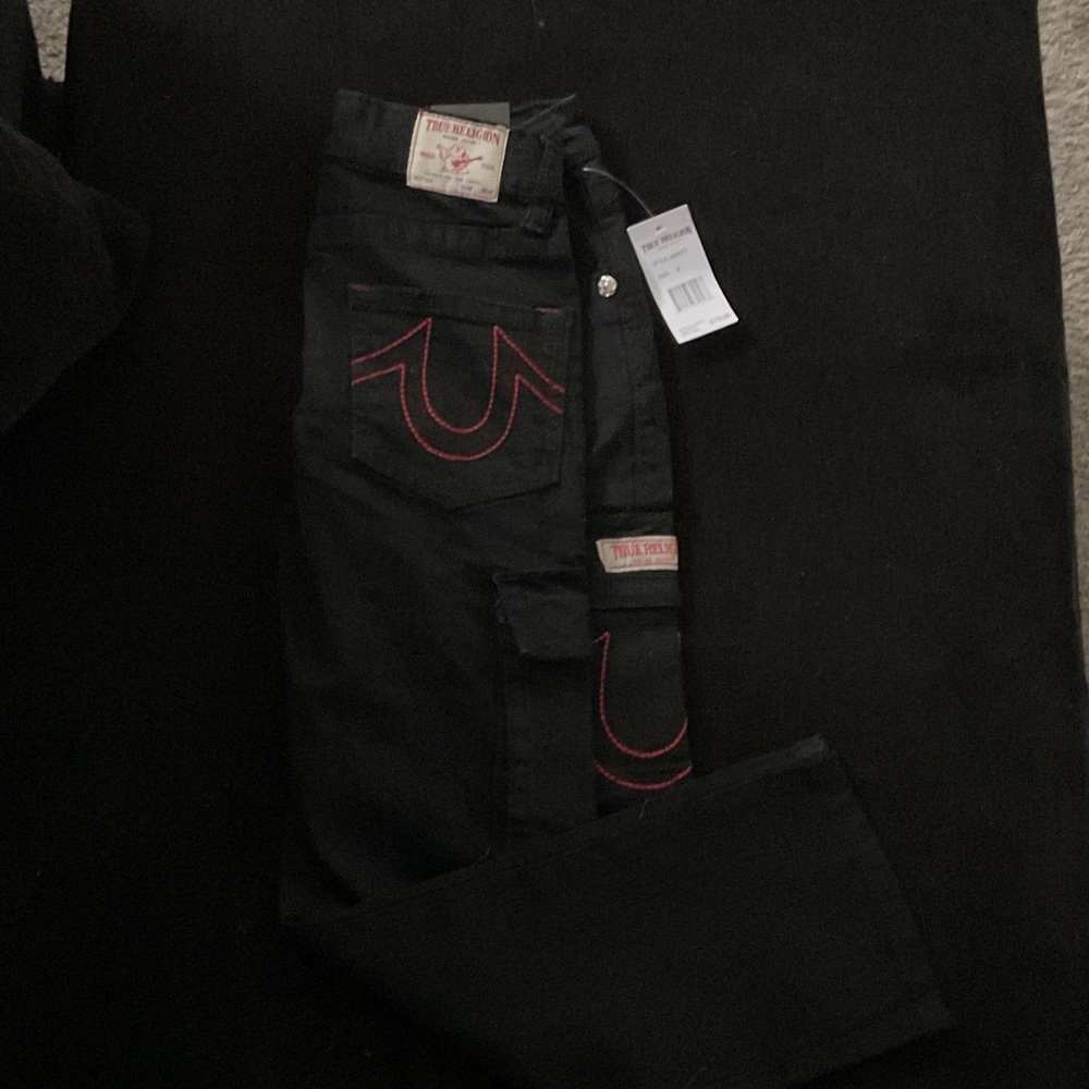 True Religion Black Denim with Red Accents